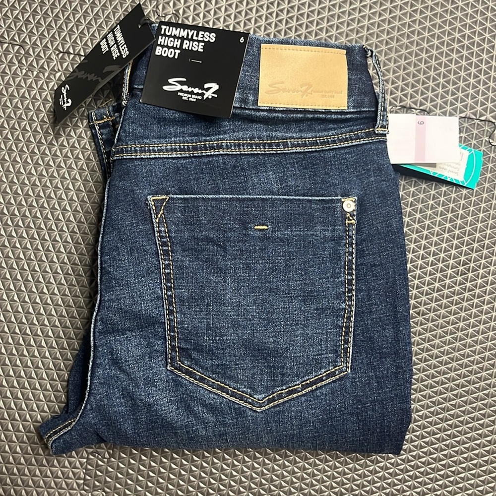 7 For All Mankind Women's High Rise Bootcut Jeans - Dark Blue Seven7 tummyless